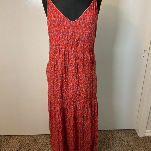 15. Joie Pink Tiered Maxi Sundress Plunge Neckline Resort Wear Size XXL - Picture 4 of 12
